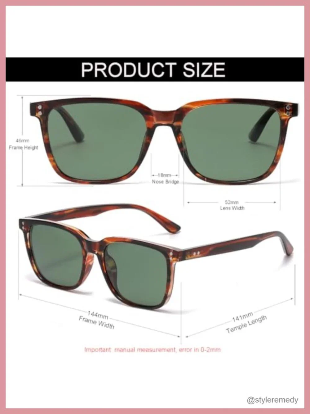 Polarized Square Sunglasses UV400 Protection Retro Acetate Frame